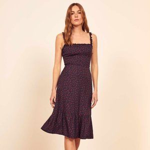 Reformation blue and red midi dress